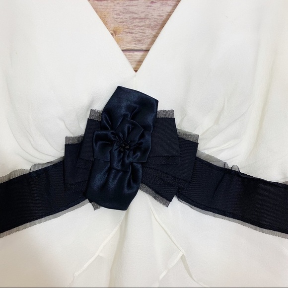 BCBGMaxAzria Black White Silk Chiffon Formal Maxi Dress - Picture 3 of 8